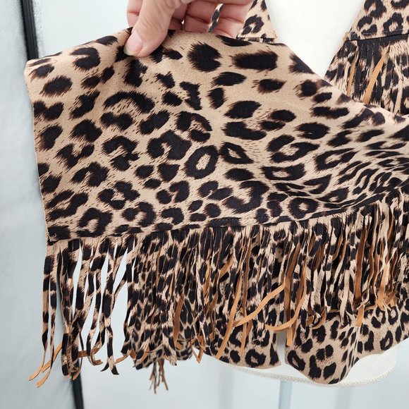 VOCAL APPAREL Fringe Cropped Leopard Print Western Jacket Plus Size 1X-3X NWT - Picture 6 of 11